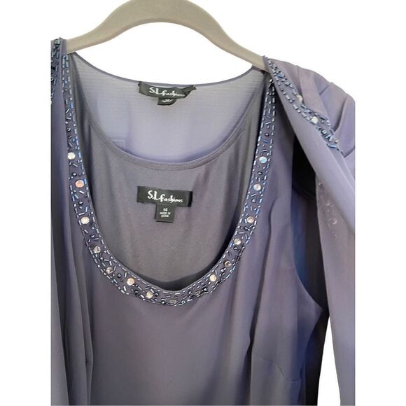 SL fashions two piece tiered dress with cover up jacket size 14 ￼ - Picture 6 of 8